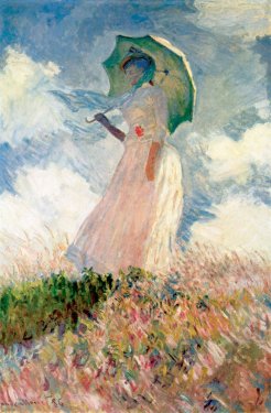 Study of a Figure Outdoors: Woman with a Parasol, facing left by Claude Monet